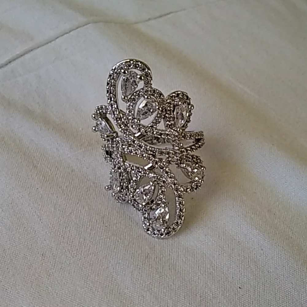 Sterling silver plated Waterfall Ring